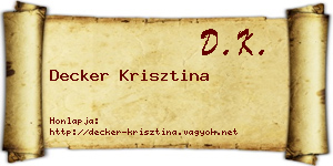 Decker Krisztina névjegykártya